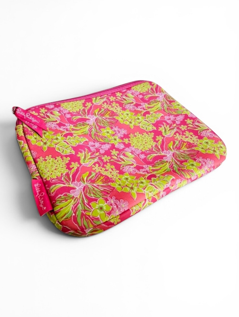 Lilly Pulitzer Tablet Case OS Padded Neoprene Floral Zip Sleeve Pink Travel